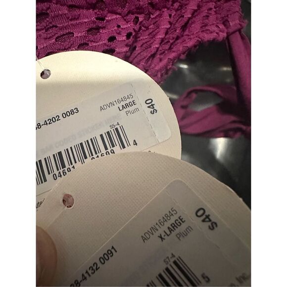 NEW WITH TAGS 2 piece Stylus Burgundy Bikini Bottoms size XL AND TOP SIZE LARGE - Picture 5 of 5